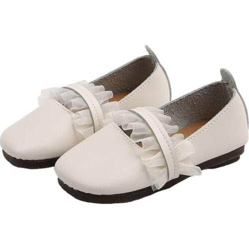 CUZULLAA Kids Lace Band Soft Sole Casual Shoes For Girls Princess Non-Slip Slip-On Flats Children Shoes Size 21-30