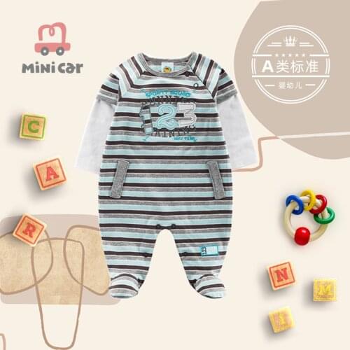 Baby one piece Romper baby cotton open file climbing clothes autumn style warm clothes for going out long sleeves