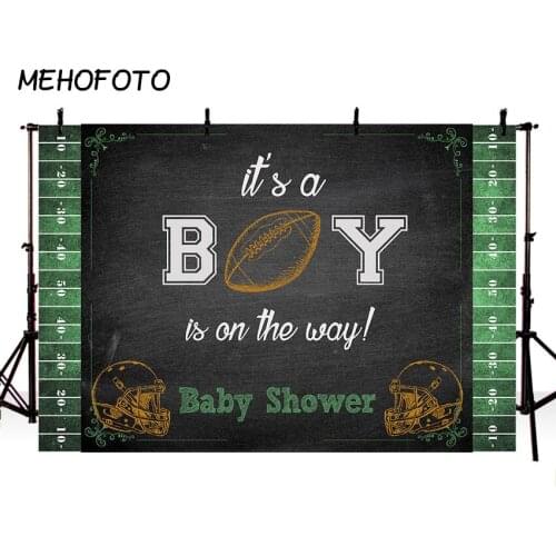 MEHOFOTO Baby Shower Backdrop for Football Theme Party Banner Decoration Football Field Photography Background Photo Booth