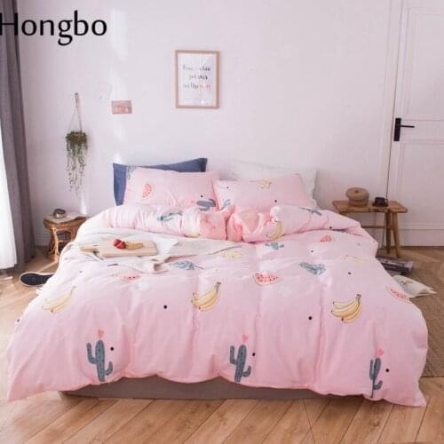 Hongbo Banana Cactus Bedding Set Superfine Fiber Spring Summer Autumn Bed Linens 3/4Pcs Duvet Cover Set Pastoral Bed Sheet Duver