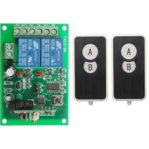 Hot 433Mhz Wireless Remote Control Switch DC 12V 24V 10A ２CH relay Receiver Module RF Transmitter with 433 Mhz Remote Controls