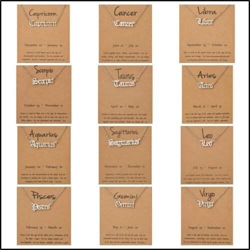 2021 Fashion 12 Constellation Necklaces For Women Men Gold Chain Zodiac Sign Round Pendant Necklace Couple Jewelry Birthday Gift
