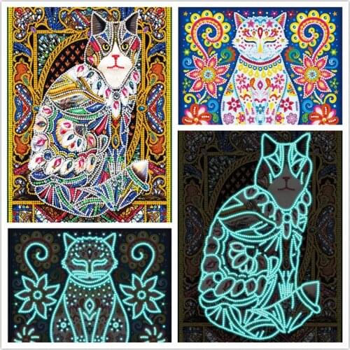 5D Cat Luminous DIY Diamond Painting Constellation Cross Stitch Kit Embroidery Mosaic Home Decor Picture Of Rhinestones Gift
