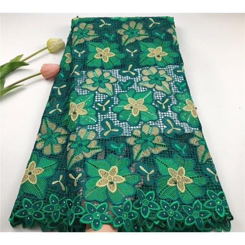 Latest African Guipure Lace Net Fabric High Quality Nigeria Lace Fabrics With Stones/Beaded For Wedding Dress Water Soluble Lace