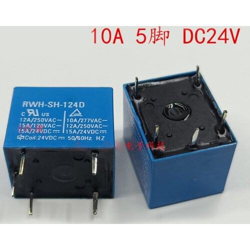 New 5PCS/LOT RWH-SH-124D 24V DC24V 10A 5PIN