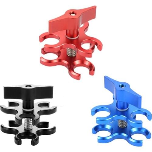 Upgrade Clamp 3-Hole Aluminum Triple Butterfly Clip Diving Light Arm Ball Head Mount Adapter For Action Camera Flashlight Tripod