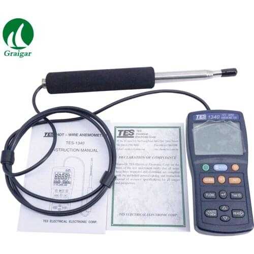 Handheld TES-1340 Digital Anemometer Air Flow Velocity Tester Measuring Range 0.1 to 30.0m/s
