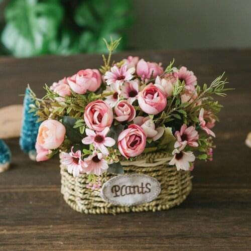 Autumn fake tea rose silk flower fall Gerbera Daisy artificial plastic flower for wedding home accessories decoration room decor