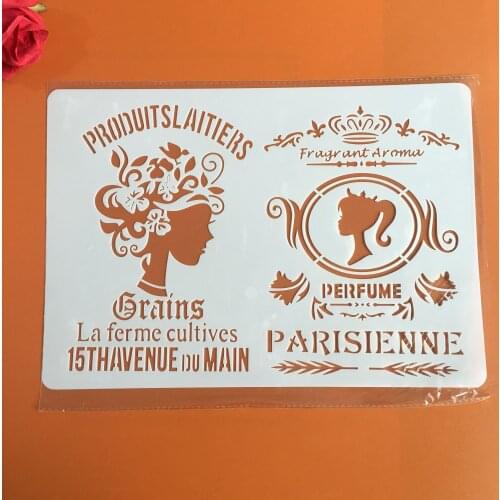 Parisienne girl A4 29*21cm DIY Stencils Wall Painting Scrapbook Coloring Embossing Album Decorative Paper Card Template