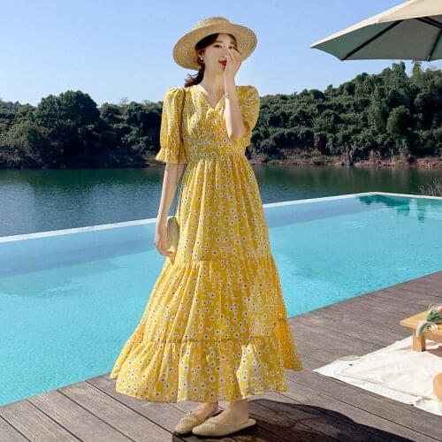 Dress Women Summer Midi Sukienka Boho Dresses For 2021Floral Vintage Vetement Femme Jupe Longue Vestiti Donna Vestidos Verano