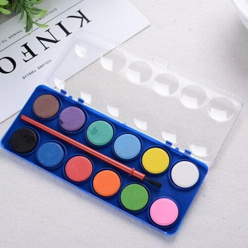 12 Color Superior Solid Watercolor Paint Set With Brush Pen Foldable Travel Water Color Pigment For Draw Art Supplies 03193