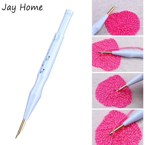 Adjustable Embroidery Pens Plastic Sewing Embroidery Punch Needles Weaving Tools and Needle Threader for DIY Craft Stitching