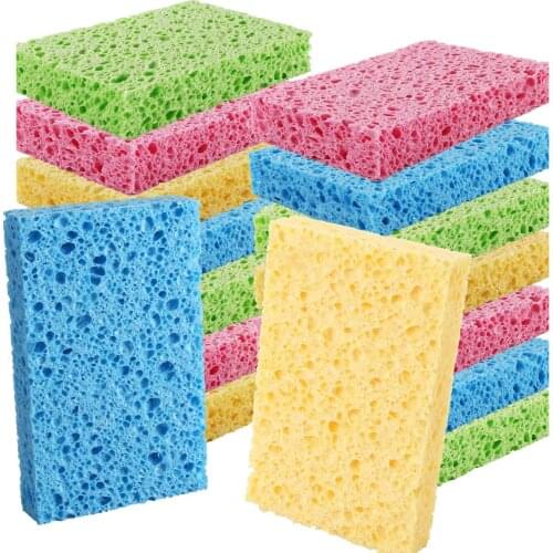 Kitchen Cellulose Sponge Plant Based Scrub Scourer Pad Biodegradable Absorbent Dishwashing Brush Washable Cleaning Scrubber