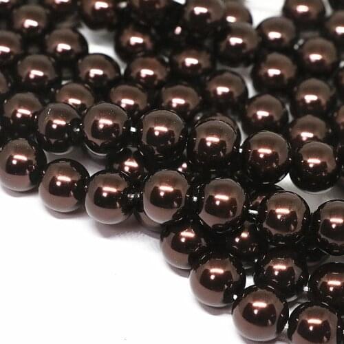 Chocolate imitation shell pearl factory outlet round loose beads beauty fashion women vintage jewelry making 4-14mm 15inch B1615