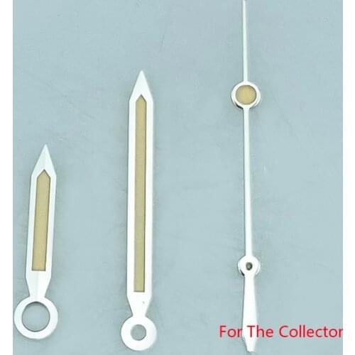 HQ Silver Orange Watch Hands Copper Set For NH35 NH36 4R35 4R36 Mov't Mod Longer Version Rail Master Style Super Green Luminous