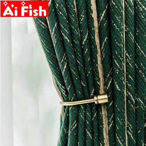 Gold Lines Fishbone Veins Texture Jacquard Physical Shading Curtains for the Bedroom Orange Thicker Luxury Curtain Cloth ZH464#4