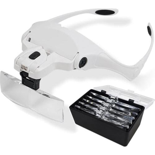 1.0X 1.5X 2.0X 2.5X 3.5X Head LED Eyelash Extension Magnifying Glass with Light Hand Free Eye Loupe with Bracket Headband