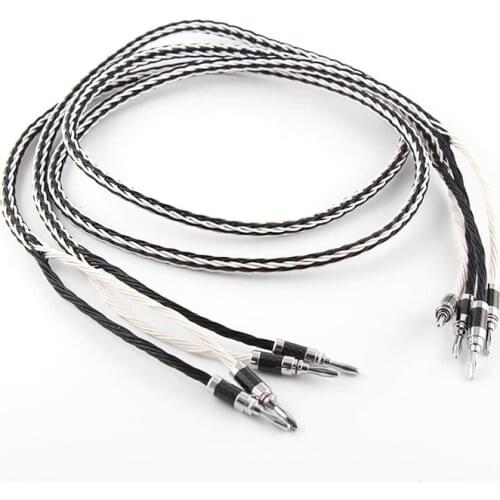 Pair HI-End OCC Silver Plated Kimber 7N Speaker Cable banana Plugs Hifi Audio loudspeaker Cable with Kimber Banana plugs