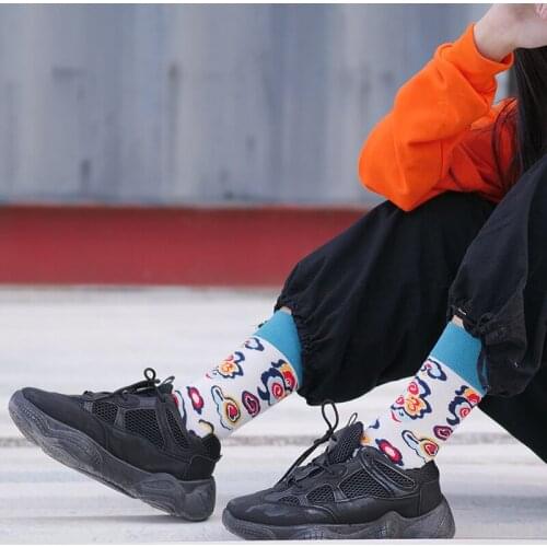 YZ-S-ZZ-0091 British style geometric contrast stockings, couple stockings, kaleidoscope, street personality sports socks, colleg