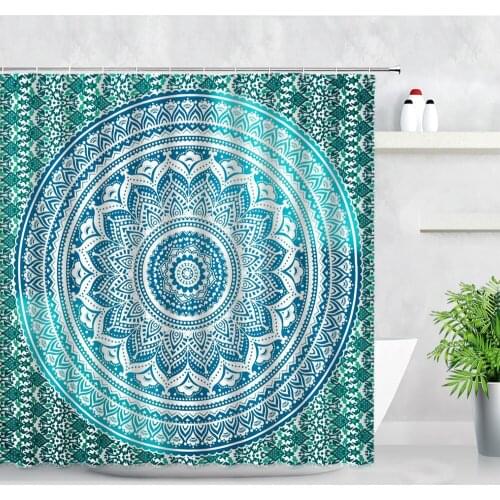 Mandala Flower Shower Curtains Indian Geometric Bohemian Ethnic Style Modern Fashion Waterproof Bathroom Decor Hooks Curtain Set