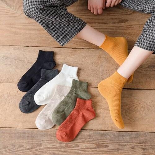 Woman Cotton Socks Spring New Fashion Summer Solid Color 100% Cotton Women Cotton Ankle Women Casual Breathable Short Socks