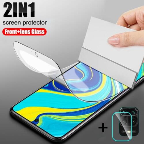 2in1 Full Cover Screen Protector Film For Xiaomi Redmi Note 9 9A 7 8 Pro Max 9s 8T K30 K20 Hydrogel Film 7A 8A Camera Lens Glass
