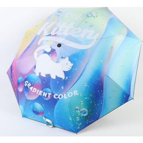 2021 Folding Umbrella Creative Cat Anti UV Sun Umbrellas Rain Women Parasol Portable Students sunshade Umbrellas Paraguas