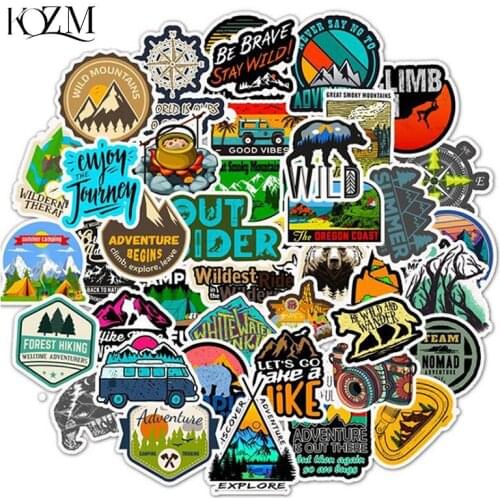 50 Stks/zak Camping Landschap Stickers Outdoor Adventure Klimmen Reizen Waterdichte Sticker Diy Koffer Laptop Fietshelm Auto
