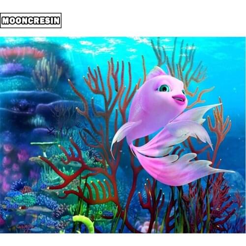 5D Diy Diamond Painting Animal Full Square Rhinestones Cross Stitch Fish Crystal Mosaic Diamond Embroidery Home Decoration Gift