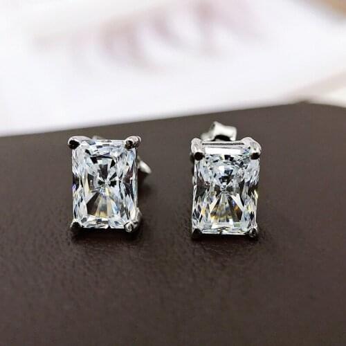 925 Sterling Silver 5*7MM 1CT High Carbon Drill Stud Earrings Women Wedding Engagement Earring Jewelry Girl