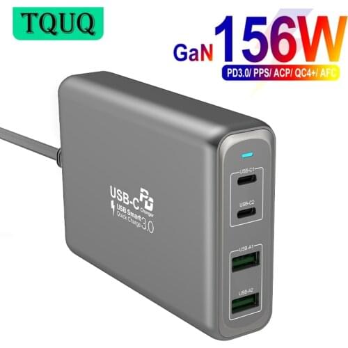 TQUQ GaN 156W Laptop Power Adapter, USB-C PD 100W PPS 65W 45W QC3.0 USB Charger for MacBook Pro iPhone12 Tablet Samsung Xiaomi
