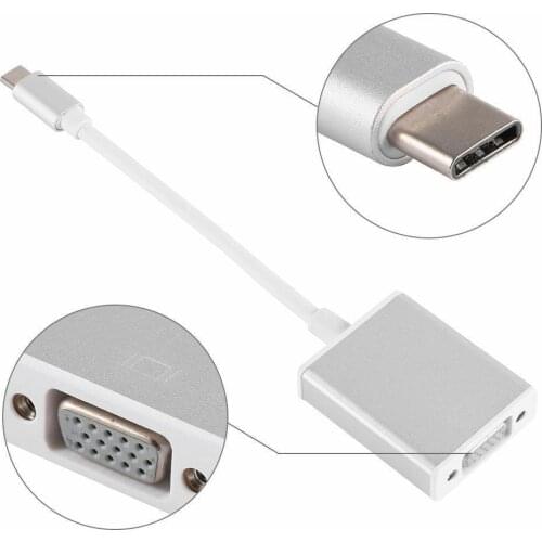USB 3.1 Type-C to VGA Adapter USB-C Male to VGA 1080p Female Converter Audio Video USB Adapter Cable for Laptop Smart Device