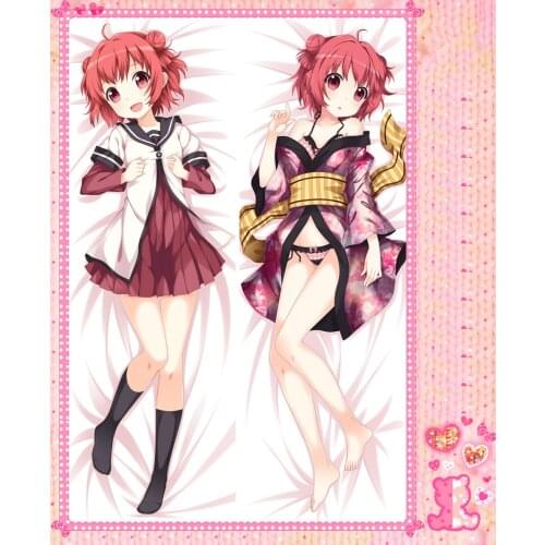 Anime Cartoon Yuruyuri Double Bolster Hugging Pillow Case Pillow Cover Pillowcase Peach Skin 2 Way No.56046