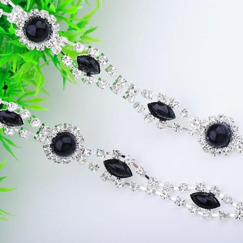 Free Shipping 5 yards Crystal Rhinestone Trim, Rhinestone Applique, Wedding Applique,Rhinestone Chain KACU003