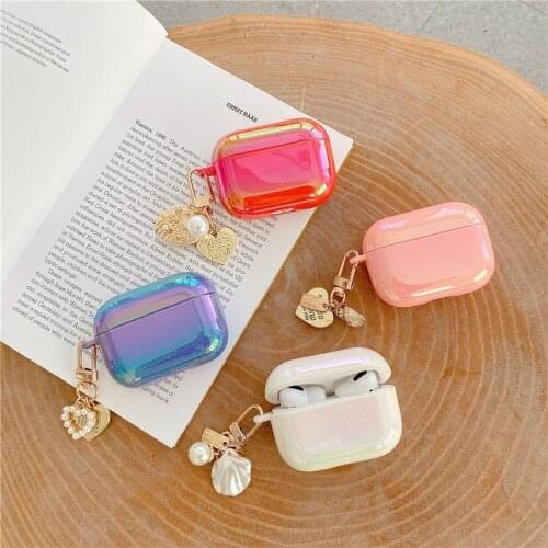 Cover For Airpods Pro Case Rainbow Transparent Keychain Shell Cute Earphone Hard Case Airpods Wireless Headset Accessories cover