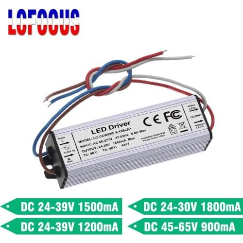 No Flicker 40W 50W 60W LED Driver 1500mA 1200mA 900mA 24-39V 40 50 60 W Watt Lighting Transformers For DIY Lamp Floodlight