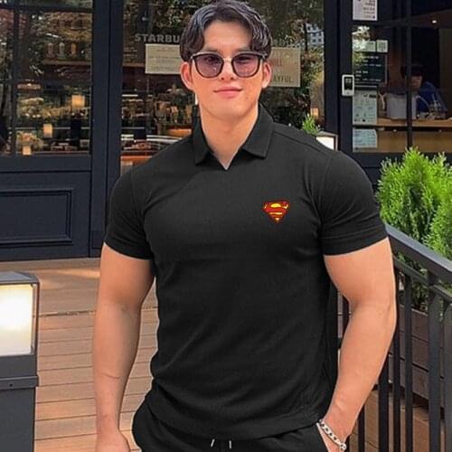 New Mens Clothing Fashion Polo Short Sleeve Fitness Tshirt Cotton Training Comfortable Casual Sport Running V-neck Polo T Shirts