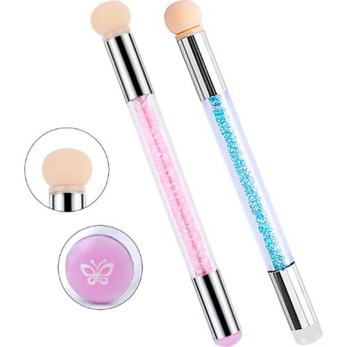 Hot Sale 1PC Manicure Brushes Nail Art Brush Sponge Set Glitter Gel Polish Painting Gradient Rhinestone Pen Scraper Nail Tools