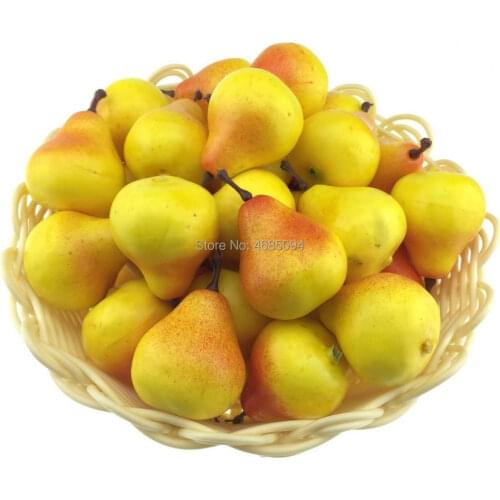 Gresorth 40pcs MINI Artificial Yellow Pear Decoration Fake Fruit Home Party Kitchen Food Photography Props