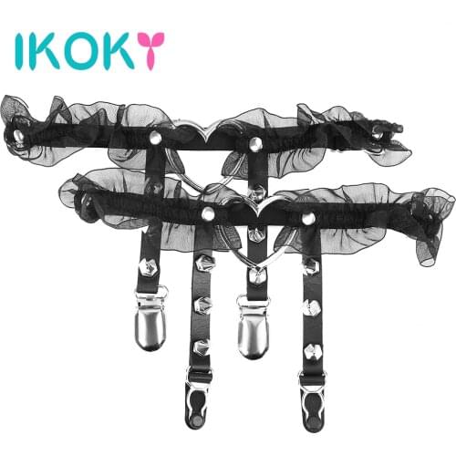 IKOKY Garter Belt Erotic Adult Games Sex Toys for Women Black Lace Sex Suspenders For the Stockings