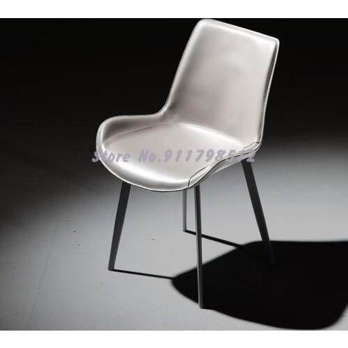 Saddle leather dining chair light luxury horse leather household minimalist makeup chair industrial style leather net red chair