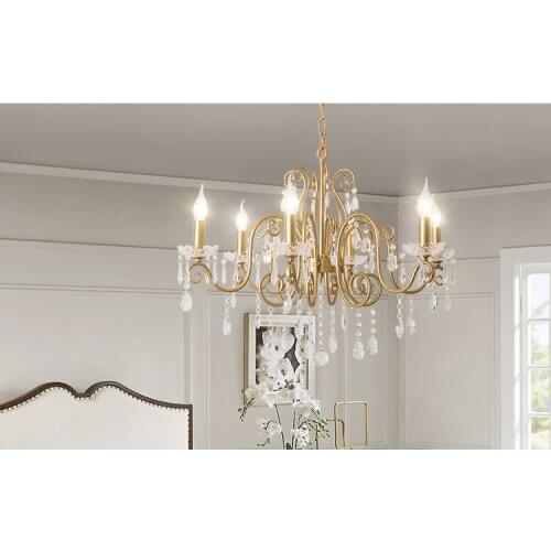 Dining room lamp chandelier dining table crystal chandelier metal American minimalist postmodern bedroom chandelier