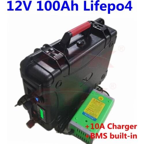 12v 100Ah Deep Cycle Lifepo4 LithiumBattery 12v 100ah battery pack for solar/car/marine/electric scooter ebike+14.6V 10A Charger