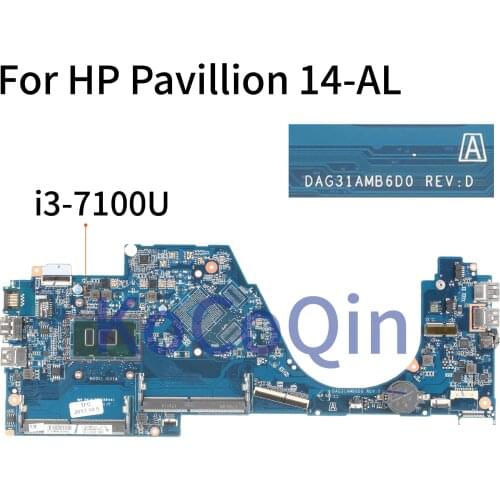 KoCoQin Laptop motherboard For HP Pavillion 14-AL Core I3-7100U Mainboard DAG31AMB6D0 REV:D SR2ZW CPU
