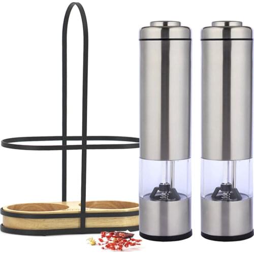 Spice Mill Electric Pepper Mill with Led Light Stainless Steel Automatic Salt and Pepper Grinder for Kitchen Tools Spice Grinder