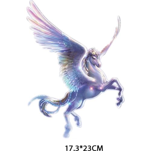 Cute Unicorn Patch Iron on Transfer Flower Patches for Girl Clothing DIY T-shirt Dresses Applique Heat Transfer Vinyl Stickers