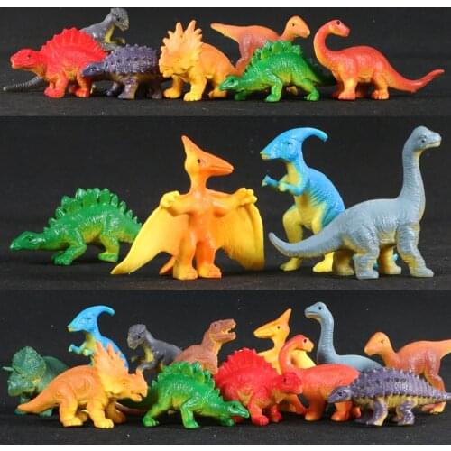 12pcs Simulation Plastic Animal Models Triceratops Tyrannosaurus Brachiosaurus Dinosaur Models Figurines Kids Educational Toys