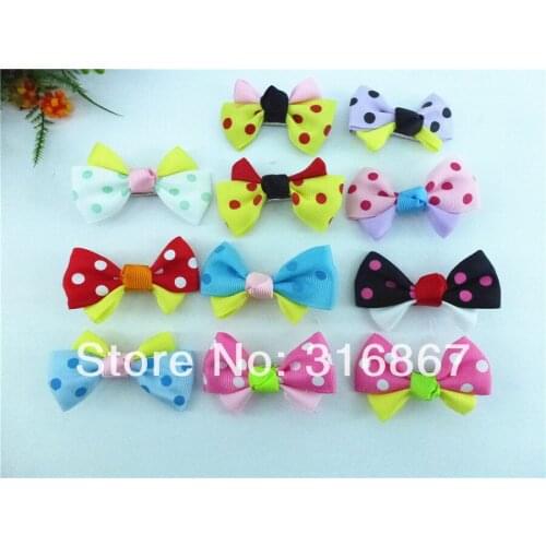 Fashion 50pcs Kid Princess Dot bow hair accessories Bow Hair Clips Girl hair bow clips HC-2