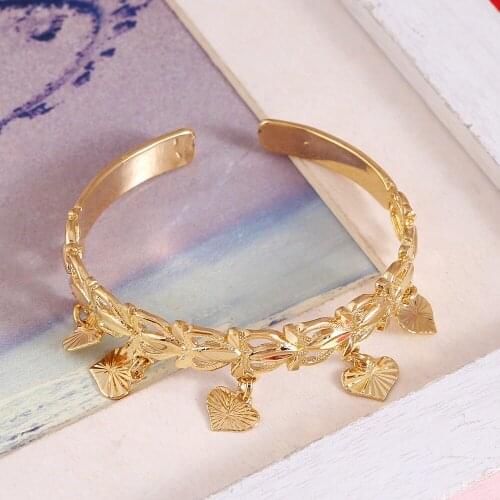 Fashion Gold Color Lovely Children Kid Boy Girl Baby Bangle Bracelet Gift Heart Newest Bangle