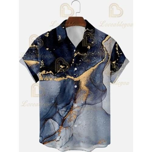 Hawaiian Blouse Summer Short sleeve Shirt Tie-dye Cloud Turn Down Collar 3D Digital Printing Mens Daily Wearing Top Shirt